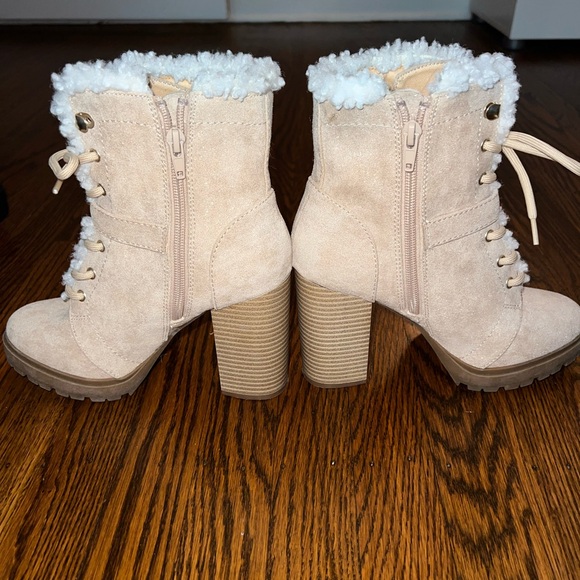 Express Pink and White Fur Heeled Boot - Picture 5 of 6